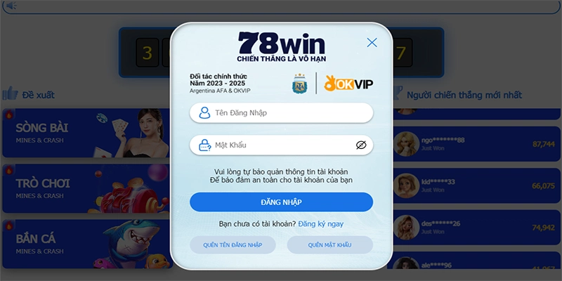 Hướng dẫn đăng nhập cho các nền tảng 78win